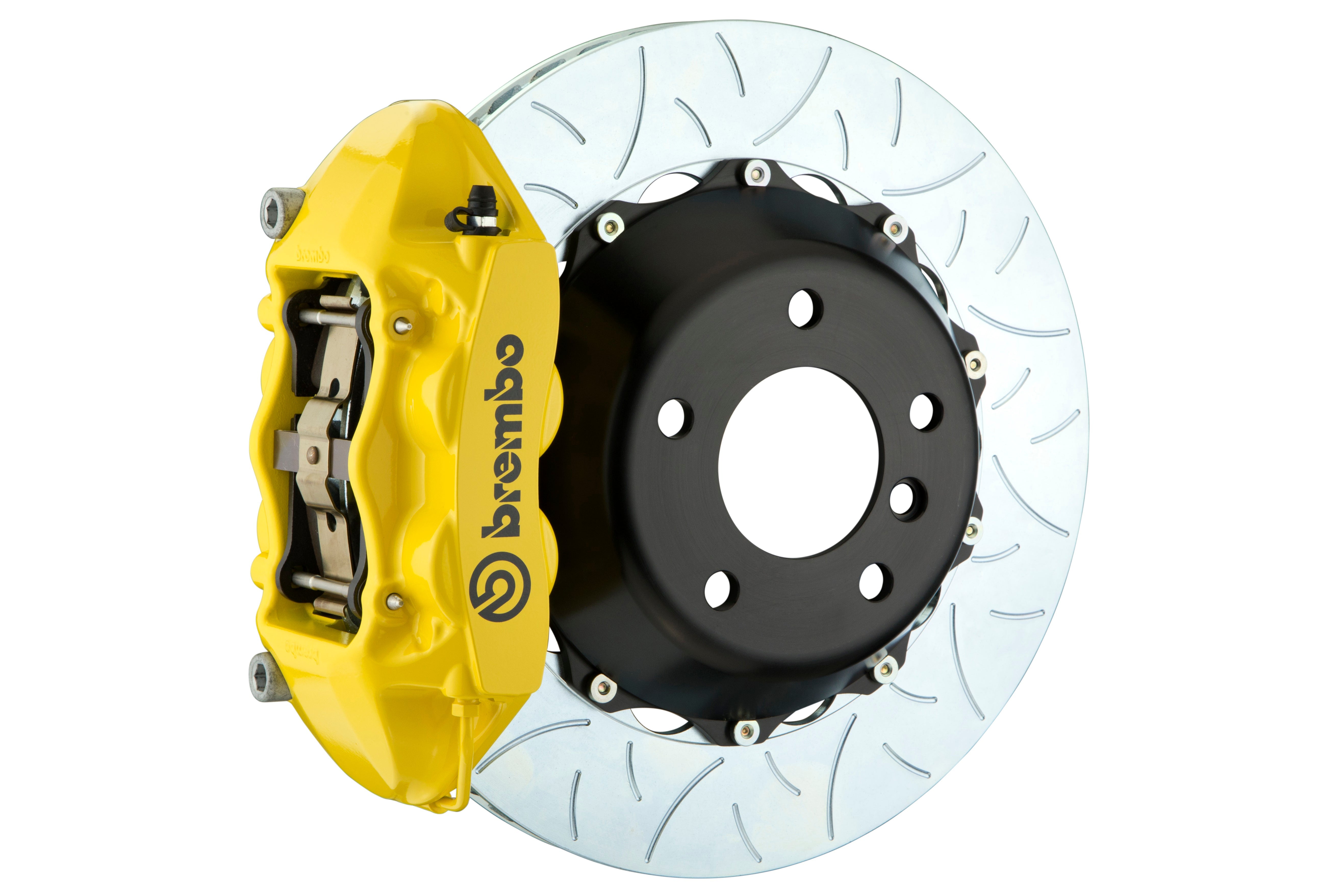 Brembo GT-R Systems 4 Piston Rear Big Brake Kit Yellow Slotted Rotors - 2015-2017 Subaru WRX/STI Models without Electronic Parking Brake / BRZ 2013+ / Scion FR-S 2013-2016